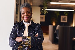 Senior woman smiling in office