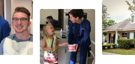 Collage of photos of Slidell dentist and dental team members