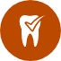 Animated tooth with checkmark icon