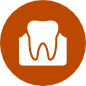 Animated tooth within the gums icon