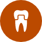 Animated tooth with dental crown icon